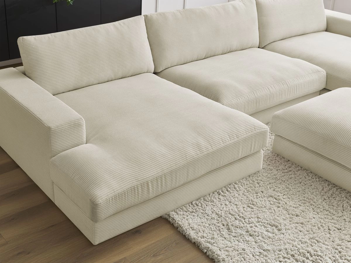 Canapé Panoramique Fixe LEONARD Velours Côtelé Avec Pouf 10 Canapé Panoramique Fixe LEONARD Velours Côtelé Avec Pouf – Image 8