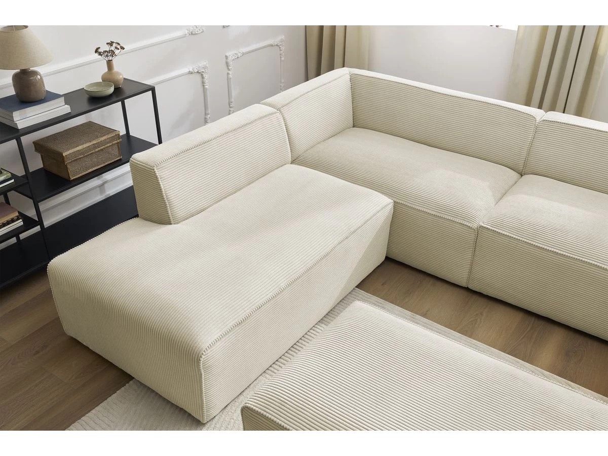 Canapé Panoramique Fixe MEGEVE Avec Pouf Tissu Velours Côtelé 10 Canapé Panoramique Fixe MEGEVE Avec Pouf Tissu Velours Côtelé – Image 8