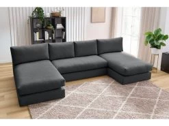 Canapé Panoramique Fixe Modulable Ultra Moelleux PARIS Tissu Avec 1 Chauffeuse 2 Places, 2 Méridiennes -Velvet Magasin canape panoramique fixe modulable ultra moelleux paris tissu avec 1 chauffeuse 2 places 2 meridiennes 4