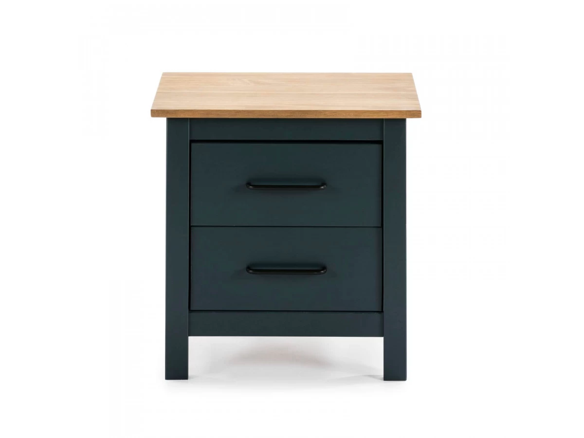 Chevet 2 Tiroirs MEGANE Bleu Et Bois Clair 4 Chevet 2 Tiroirs MEGANE Bleu Et Bois Clair – Image 2