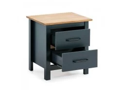 Chevet 2 Tiroirs MEGANE Bleu Et Bois Clair 7 Chevet 2 Tiroirs MEGANE Bleu Et Bois Clair -Velvet Magasin chevet 2 tiroirs megane bleu et bois clair 2