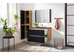 Colonne De Salle De Bain 140 Cm AKELA Chêne Et Noir 13 Colonne De Salle De Bain 140 Cm AKELA Chêne Et Noir -Velvet Magasin colonne de salle de bain 140 cm akela chene et noir 2