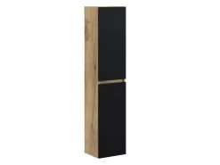 Colonne De Salle De Bain 140 Cm AKELA Chêne Et Noir