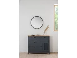 Velvet Magasin 32 Commode 4 Tiroirs 1 Porte CAPRI Gris Et Bois Clair