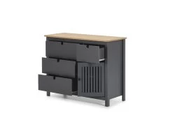 Commode 4 Tiroirs 1 Porte CAPRI Gris Et Bois Clair -Velvet Magasin commode 4 tiroirs 1 porte capri gris et bois clair 6