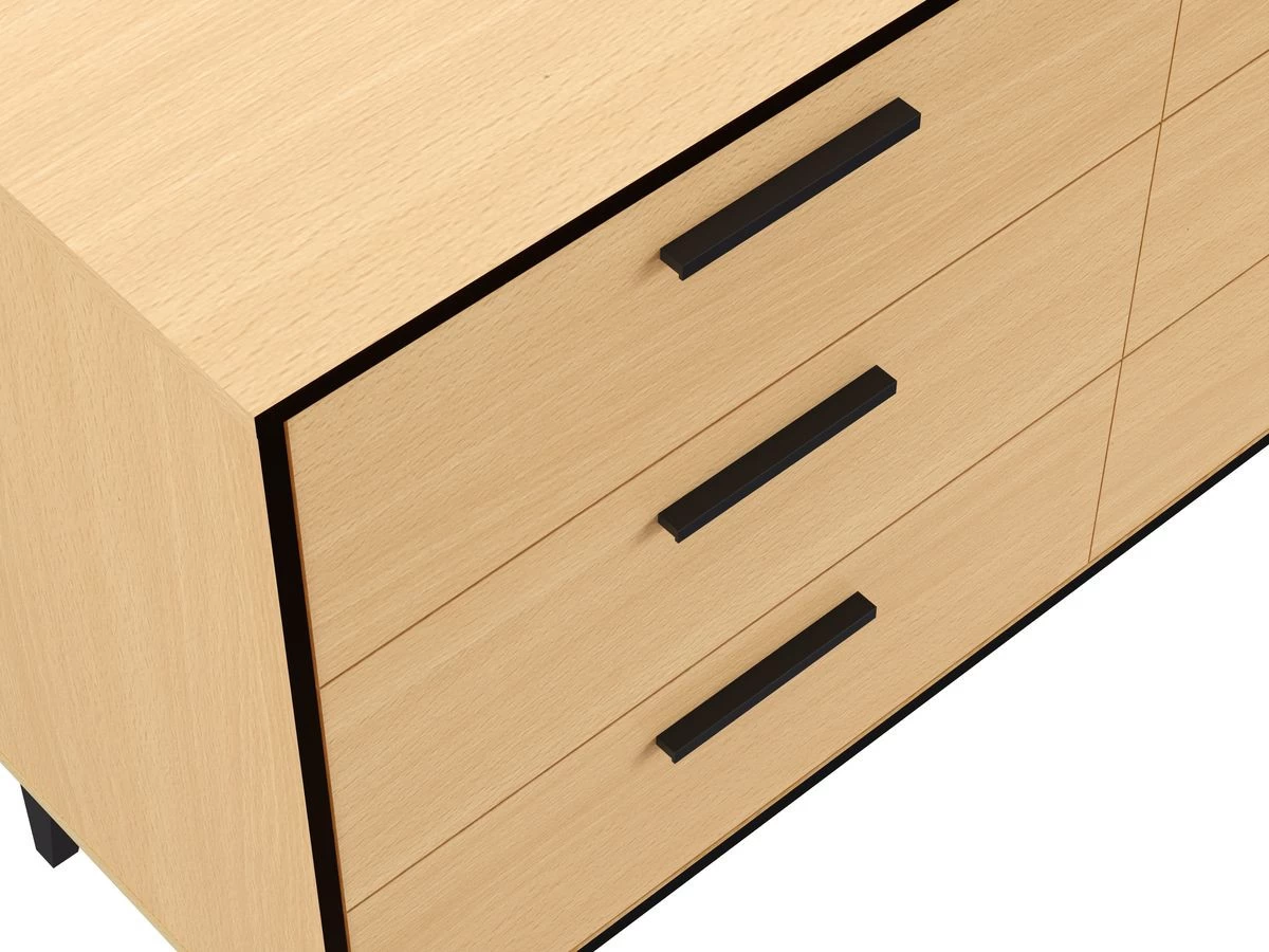 Commode 6 Tiroirs LINEA Hêtre Et Noir 6 Commode 6 Tiroirs LINEA Hêtre Et Noir – Image 4
