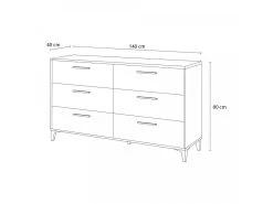 Commode 6 Tiroirs LINEA Hêtre Et Noir 11 Commode 6 Tiroirs LINEA Hêtre Et Noir -Velvet Magasin commode 6 tiroirs linea hetre et noir 4