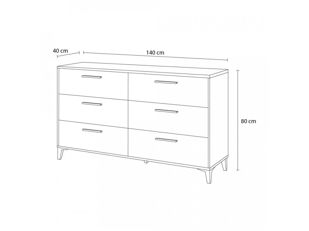 Commode 6 Tiroirs LINEA Hêtre Et Noir 7 Commode 6 Tiroirs LINEA Hêtre Et Noir – Image 5