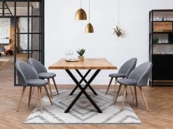 Ensemble AWANI Avec Table à Manger Extensible + Banc Pieds Croix Chêne Massif 18 Ensemble AWANI Avec Table à Manger Extensible + Banc Pieds Croix Chêne Massif -Velvet Magasin ensemble awani avec table a manger extensible banc pieds croix chene massif 6