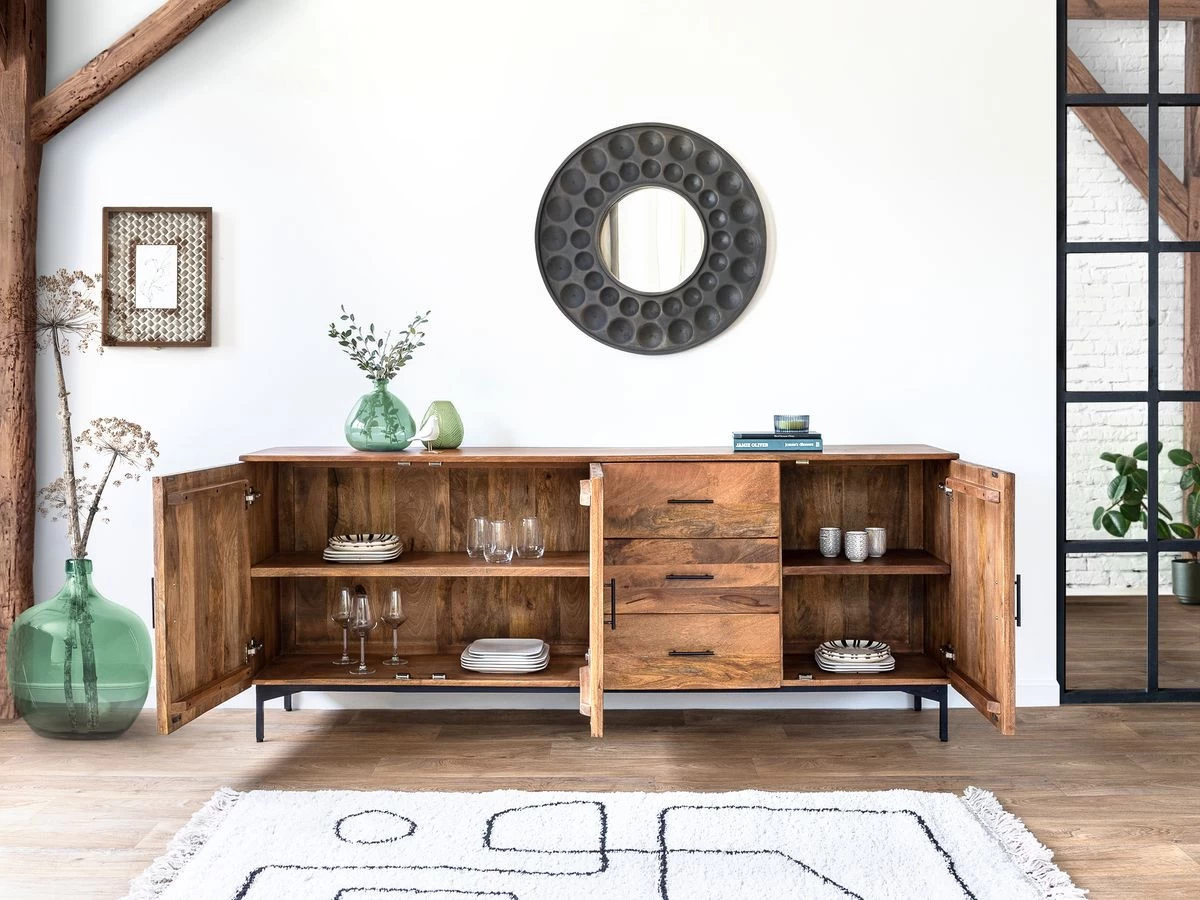 Ensemble BALTHAZAR Avec Buffet 200 Cm + Meuble TV Bois Massif De Manguier 6 Ensemble BALTHAZAR Avec Buffet 200 Cm + Meuble TV Bois Massif De Manguier – Image 4