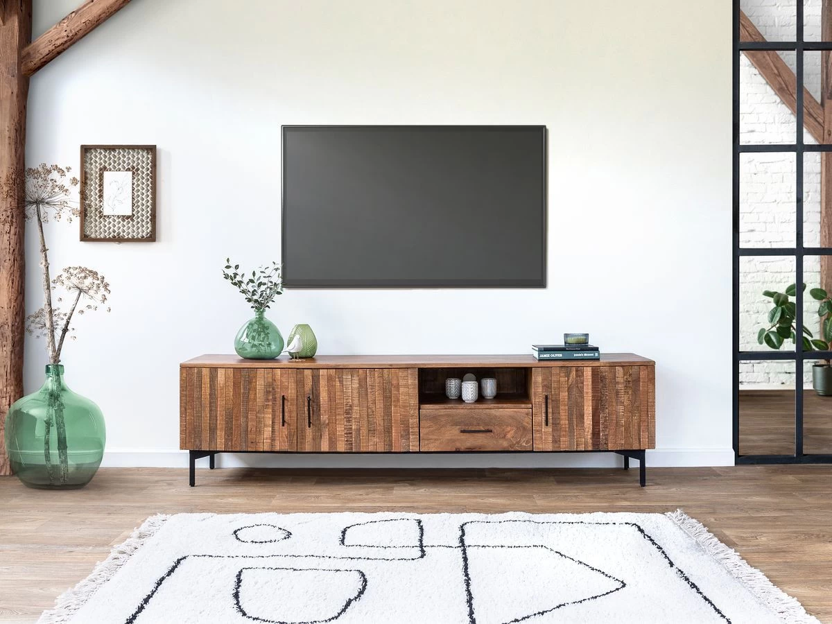 Ensemble BALTHAZAR Avec Buffet 200 Cm + Meuble TV Bois Massif De Manguier 9 Ensemble BALTHAZAR Avec Buffet 200 Cm + Meuble TV Bois Massif De Manguier – Image 7