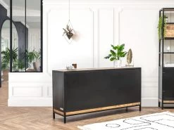 Ensemble BEAUBOURG Avec Buffet 160 Cm + Bibliothèque Bois De Manguier -Velvet Magasin ensemble beaubourg avec buffet 160 cm bibliotheque bois de manguier 4