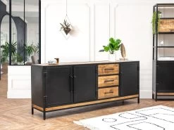 Ensemble BEAUBOURG Avec Buffet 200 Cm + Meuble TV Bois De Manguier -Velvet Magasin ensemble beaubourg avec buffet 200 cm meuble tv bois de manguier 3