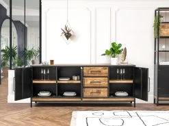 Ensemble BEAUBOURG Avec Buffet 200 Cm + Meuble TV Bois De Manguier -Velvet Magasin ensemble beaubourg avec buffet 200 cm meuble tv bois de manguier 4