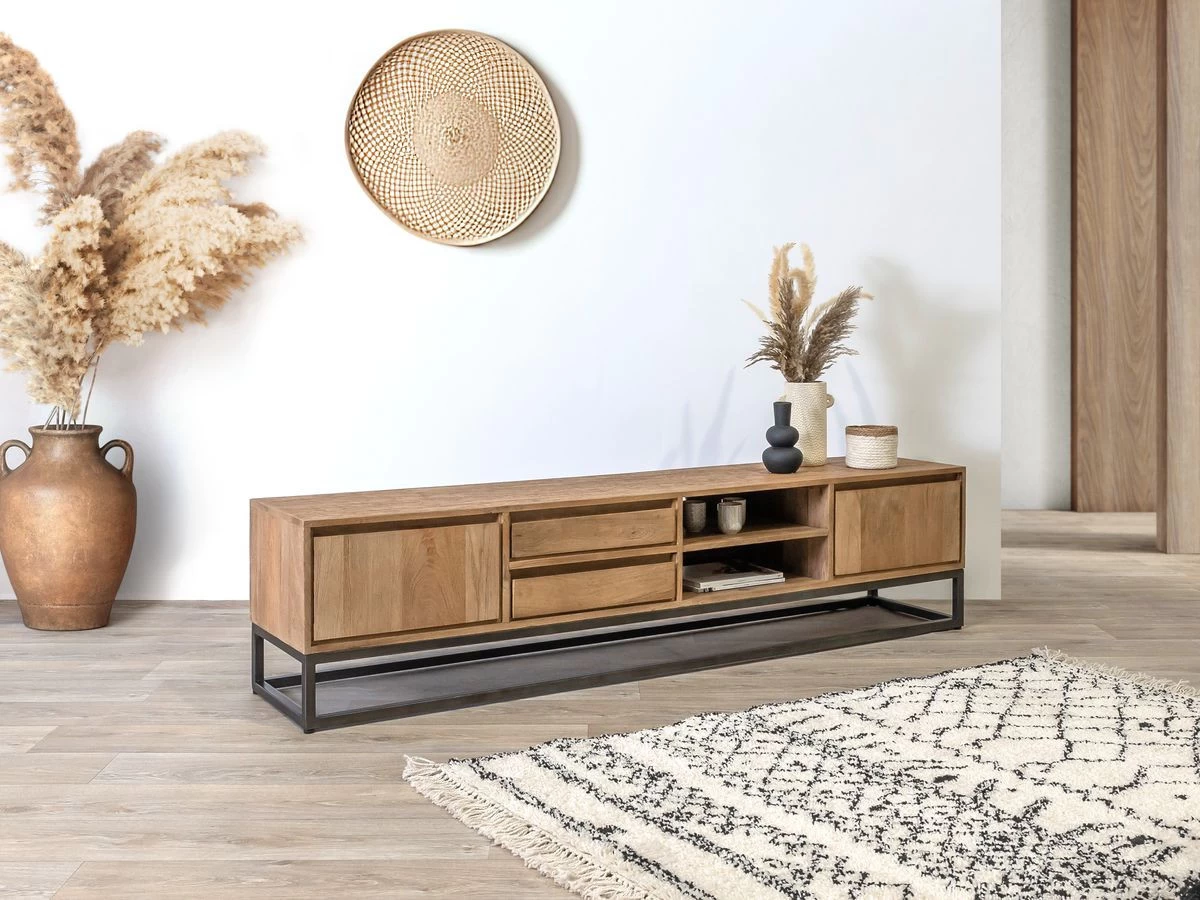 Ensemble BERGERAC Avec Buffet 190 Cm + Meuble TV 200 Cm Bois Massif De Manguier 9 Ensemble BERGERAC Avec Buffet 190 Cm + Meuble TV 200 Cm Bois Massif De Manguier – Image 7