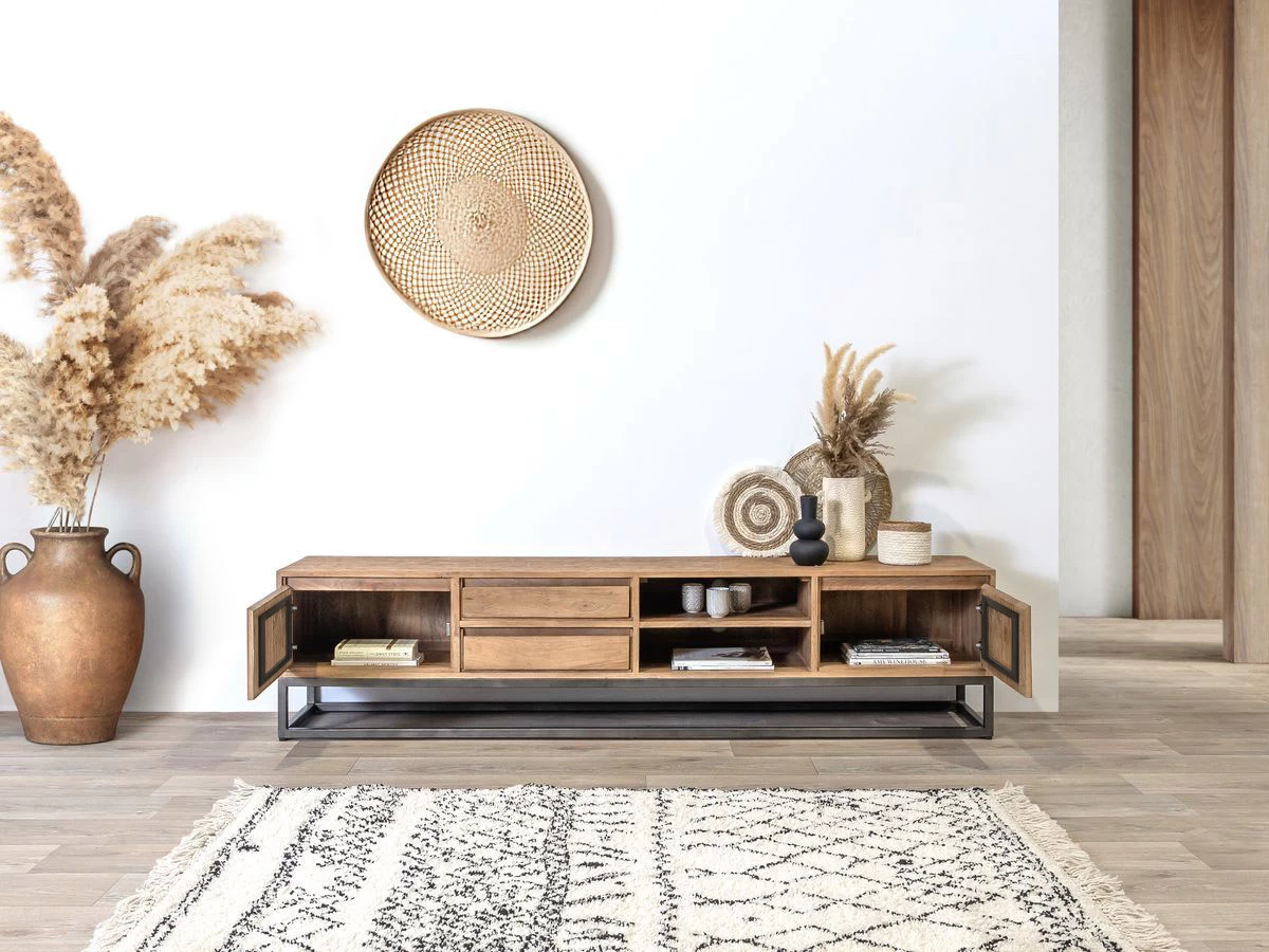 Ensemble BERGERAC Avec Buffet 190 Cm + Meuble TV 200 Cm Bois Massif De Manguier 10 Ensemble BERGERAC Avec Buffet 190 Cm + Meuble TV 200 Cm Bois Massif De Manguier – Image 8