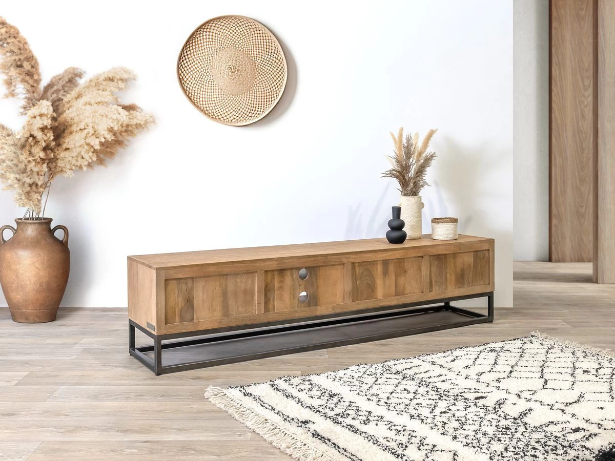 Ensemble BERGERAC Avec Buffet 190 Cm + Meuble TV 200 Cm Bois Massif De Manguier 11 Ensemble BERGERAC Avec Buffet 190 Cm + Meuble TV 200 Cm Bois Massif De Manguier – Image 9