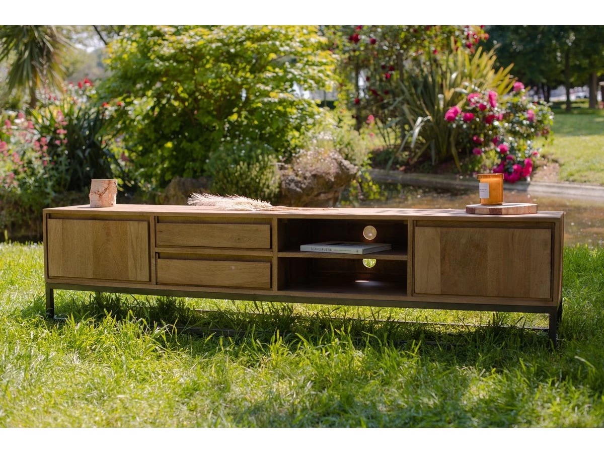 Ensemble BERGERAC Avec Buffet 190 Cm + Meuble TV 200 Cm Bois Massif De Manguier 12 Ensemble BERGERAC Avec Buffet 190 Cm + Meuble TV 200 Cm Bois Massif De Manguier – Image 10