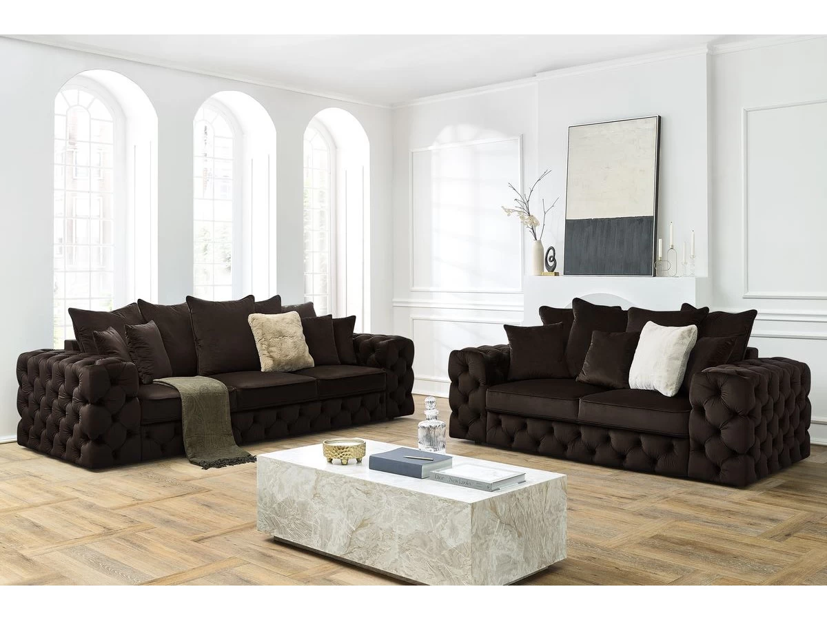 Ensemble Canapé Droit Fixe 3 + 2 Places Chesterfield VERSAILLES 4 Ensemble Canapé Droit Fixe 3 + 2 Places Chesterfield VERSAILLES – Image 2