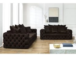 Ensemble Canapé Droit Fixe 3 + 2 Places Chesterfield VERSAILLES 14 Ensemble Canapé Droit Fixe 3 + 2 Places Chesterfield VERSAILLES -Velvet Magasin ensemble canape droit fixe 3 2 places chesterfield versailles 2