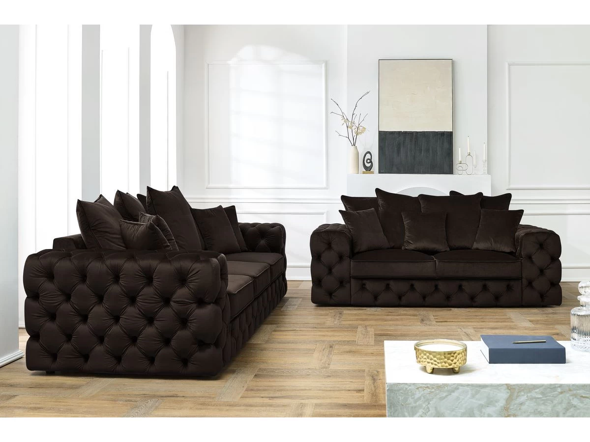 Ensemble Canapé Droit Fixe 3 + 2 Places Chesterfield VERSAILLES 5 Ensemble Canapé Droit Fixe 3 + 2 Places Chesterfield VERSAILLES – Image 3