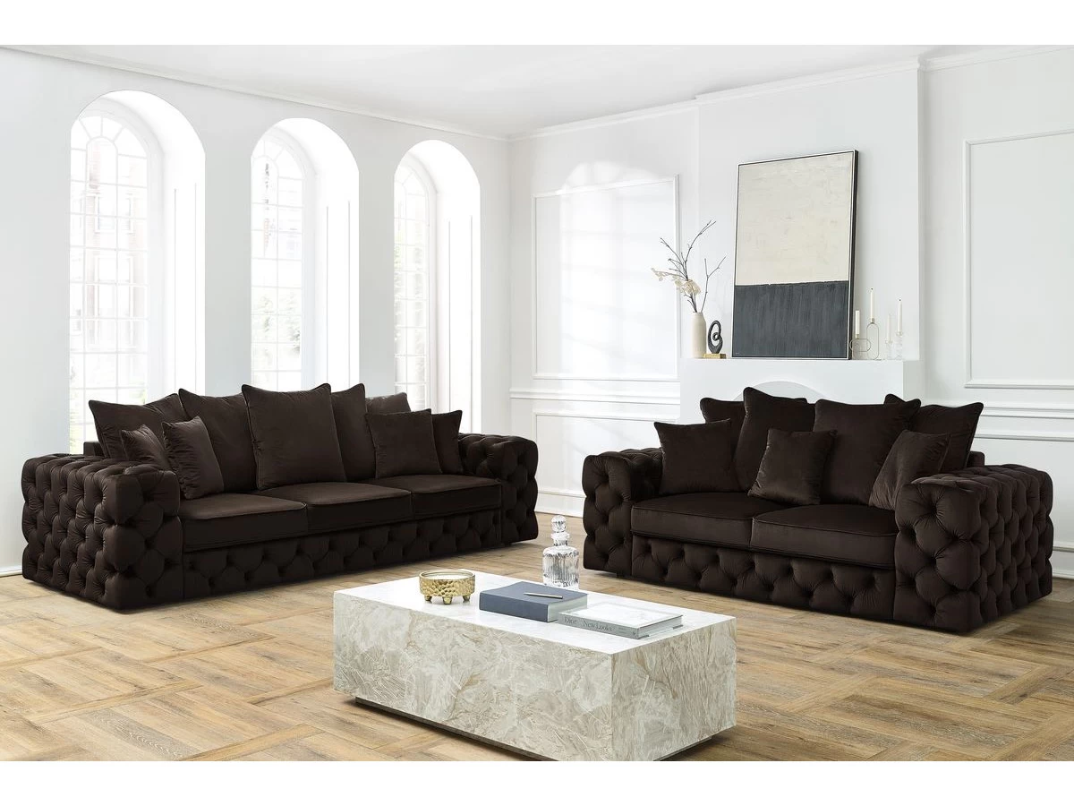 Ensemble Canapé Droit Fixe 3 + 2 Places Chesterfield VERSAILLES 6 Ensemble Canapé Droit Fixe 3 + 2 Places Chesterfield VERSAILLES – Image 4