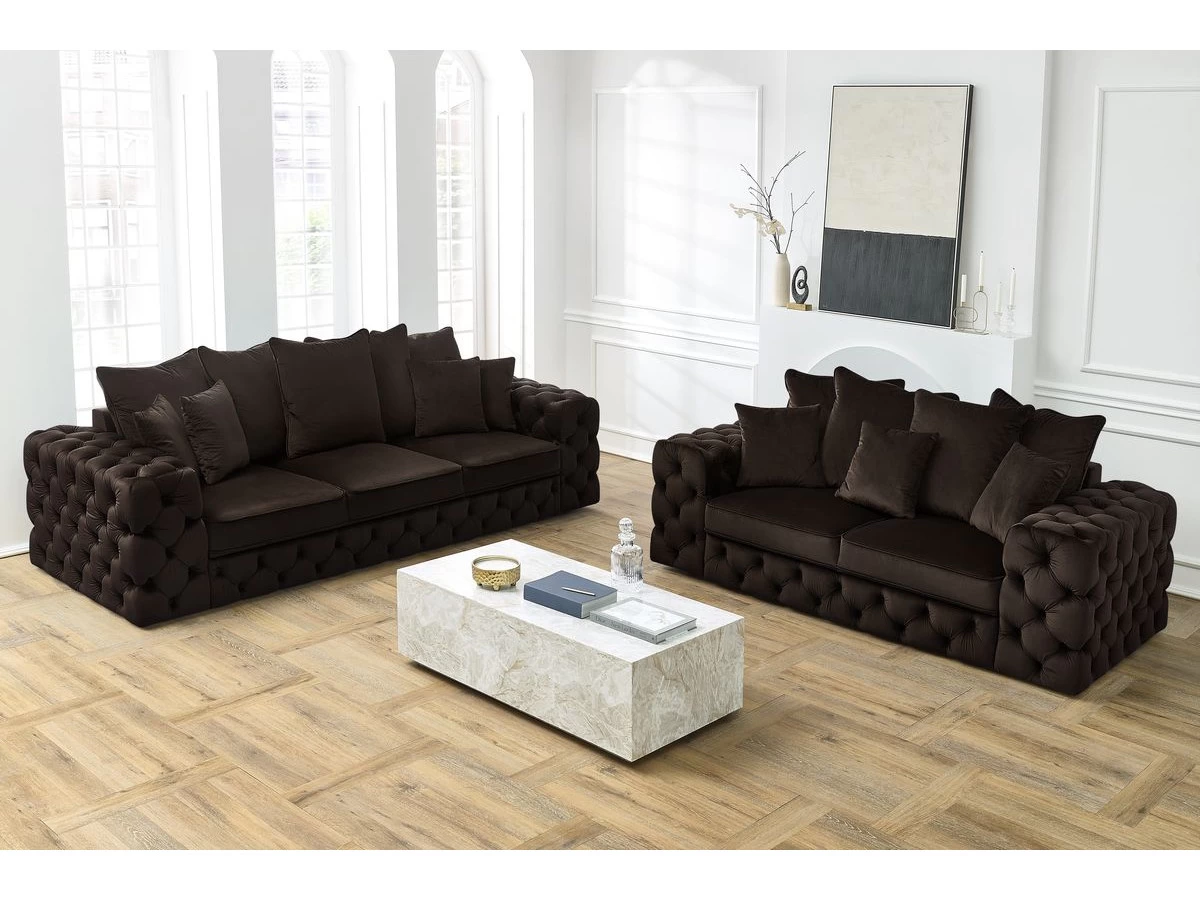 Ensemble Canapé Droit Fixe 3 + 2 Places Chesterfield VERSAILLES 7 Ensemble Canapé Droit Fixe 3 + 2 Places Chesterfield VERSAILLES – Image 5