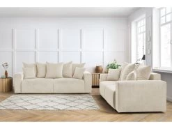 Ensemble Canapé Droit Fixe 3 + 2 Places ENVY Velours Côtelé -Velvet Magasin ensemble canape droit fixe 3 2 places envy velours cotele 3