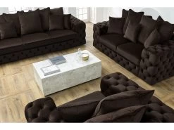 Ensemble Canapé Droit Fixe 3 + 2 Places + Fauteuil Chesterfield VERSAILLES -Velvet Magasin ensemble canape droit fixe 3 2 places fauteuil chesterfield versailles 4