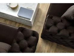 Ensemble Canapé Droit Fixe 3 + 2 Places + Fauteuil Chesterfield VERSAILLES -Velvet Magasin ensemble canape droit fixe 3 2 places fauteuil chesterfield versailles 5