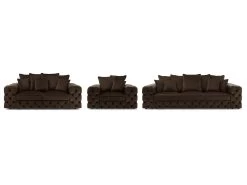 Ensemble Canapé Droit Fixe 3 + 2 Places + Fauteuil Chesterfield VERSAILLES -Velvet Magasin ensemble canape droit fixe 3 2 places fauteuil chesterfield versailles 7