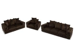 Ensemble Canapé Droit Fixe 3 + 2 Places + Fauteuil Chesterfield VERSAILLES -Velvet Magasin ensemble canape droit fixe 3 2 places fauteuil chesterfield versailles 8