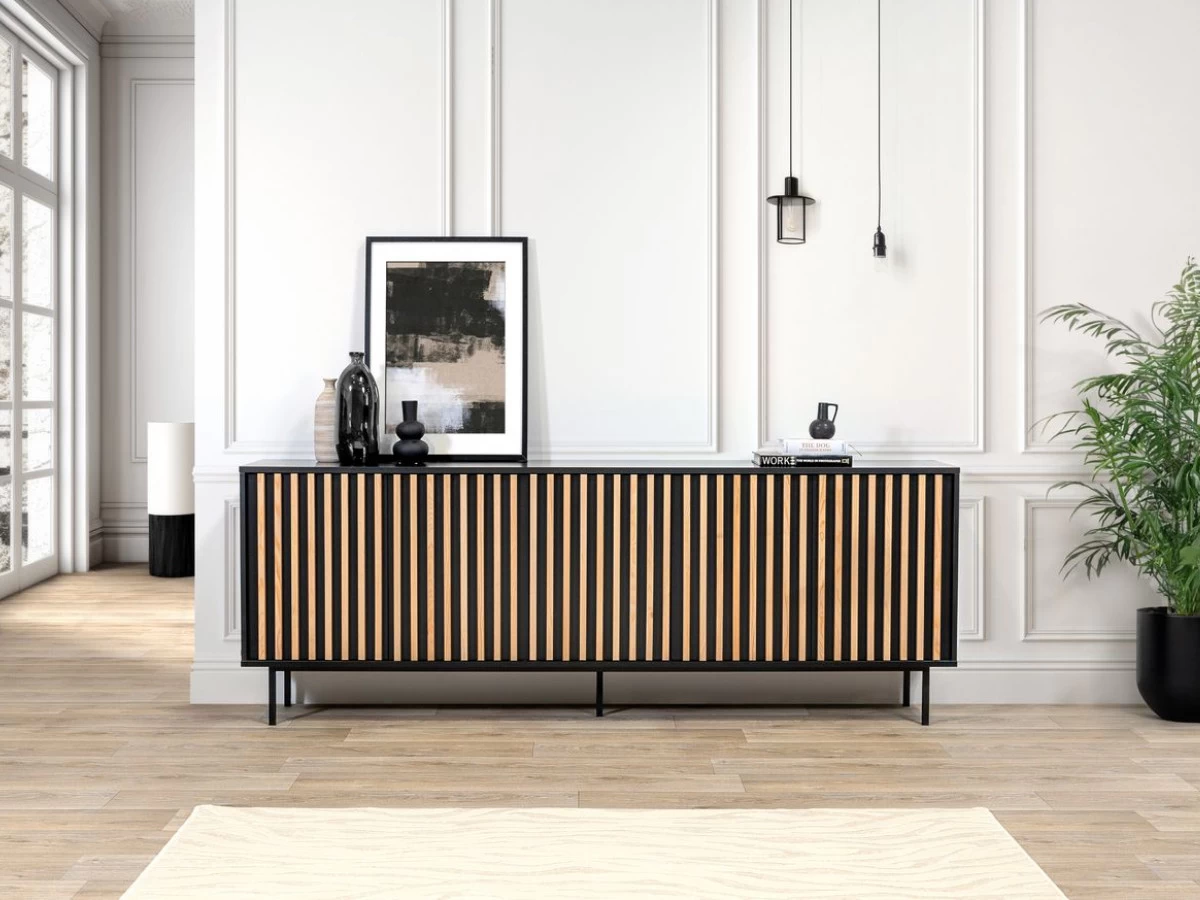 Ensemble CORNEILLE Avec Buffet 220 Cm + Meuble TV 220 Cm Tasseaux Pin Massif 4 Ensemble CORNEILLE Avec Buffet 220 Cm + Meuble TV 220 Cm Tasseaux Pin Massif – Image 2