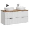 Ensemble De Salle De Bain 120 Cm HILONA Avec Vasques à Poser Et Colonne Blanc -Velvet Magasin ensemble de salle de bain 120 cm hilona avec vasques a poser et colonne blanc