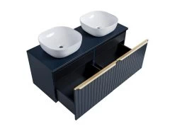 Ensemble De Salle De Bain 120 Cm PHARA Avec Colonne Bleu Et Or -Velvet Magasin ensemble de salle de bain 120 cm phara avec colonne bleu et or 2