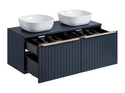 Ensemble De Salle De Bain 120 Cm PHARA Avec Colonne Bleu Et Or -Velvet Magasin ensemble de salle de bain 120 cm phara avec colonne bleu et or 3