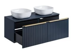 Ensemble De Salle De Bain 120 Cm PHARA Avec Colonne Bleu Et Or -Velvet Magasin ensemble de salle de bain 120 cm phara avec colonne bleu et or 4