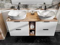 Ensemble De Salle De Bain 140 Cm HILONA Blanc Et Poignées Noirs Et Colonne (VASQUES NON INCLUSES) 13 Ensemble De Salle De Bain 140 Cm HILONA Blanc Et Poignées Noirs Et Colonne (VASQUES NON INCLUSES) -Velvet Magasin ensemble de salle de bain 140 cm hilona blanc et poignees noirs et colonne vasques non incluses 2