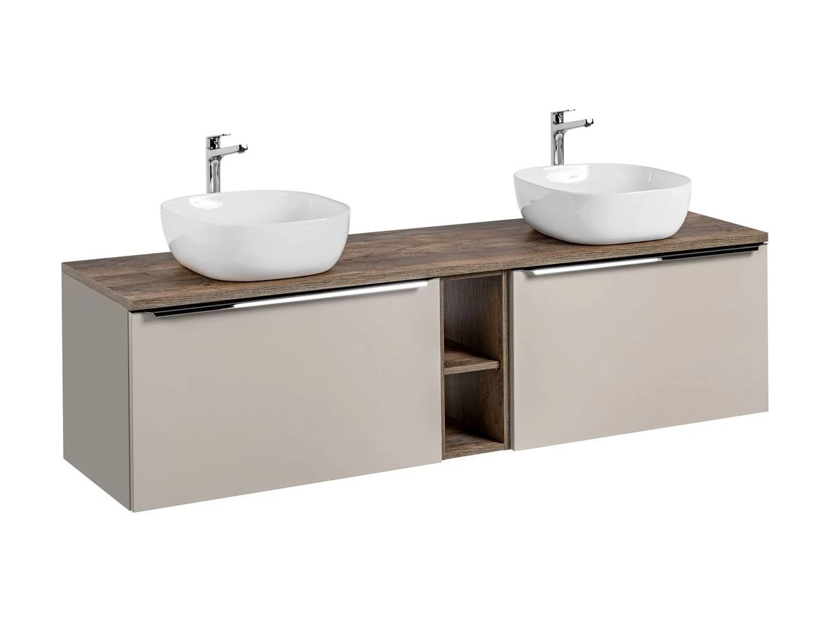 Ensemble De Salle De Bain 180 Cm FANNY Avec Colonne Et Armoires Murales 80cm Avec Miroirs Taupe 3 Ensemble De Salle De Bain 180 Cm FANNY Avec Colonne Et Armoires Murales 80cm Avec Miroirs Taupe