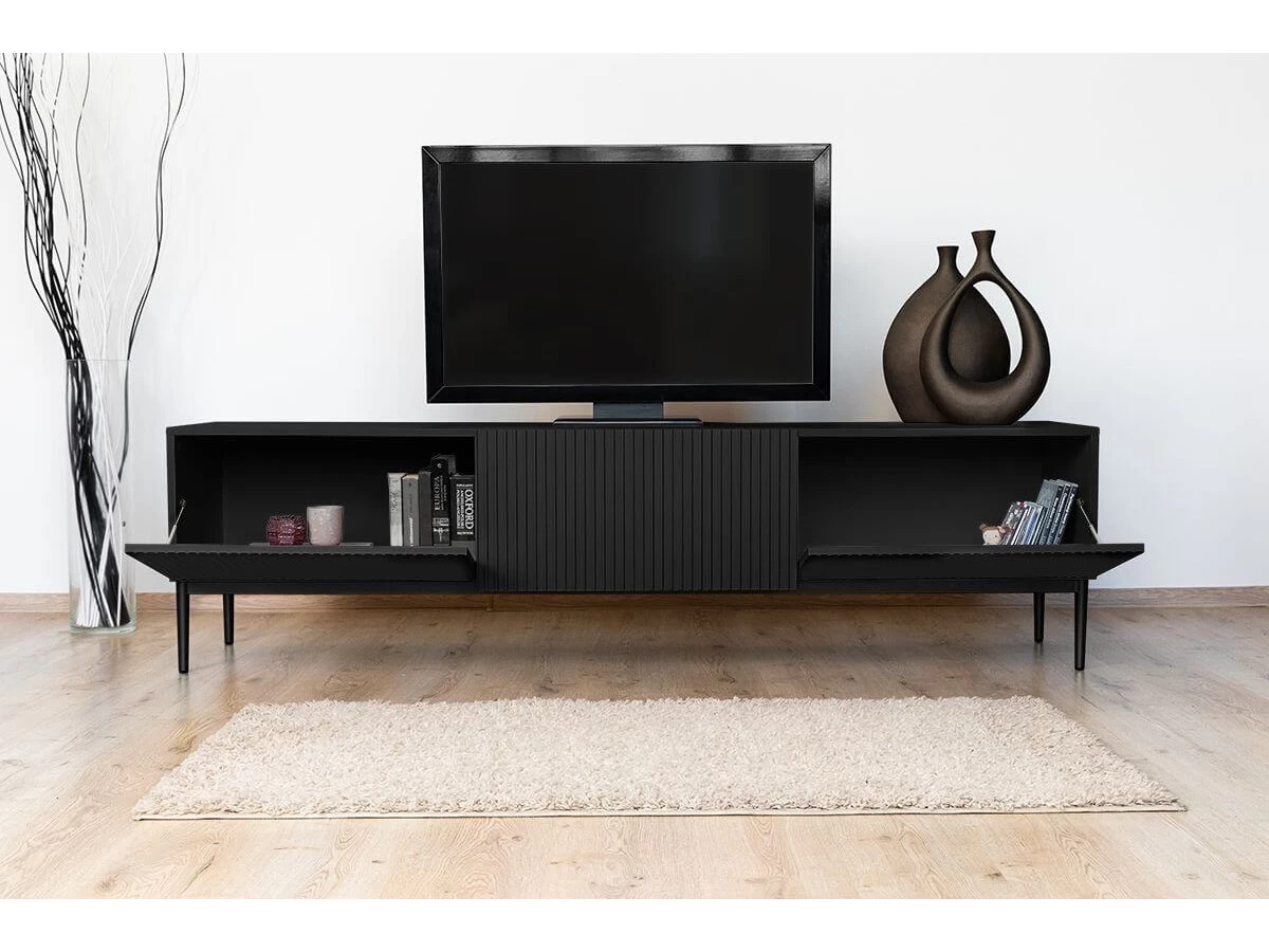 Ensemble KASHA Avec Meuble TV 200 Cm + Buffet 4 Portes 200 Cm + Buffet Haut 2 Portes 100 Cm Pieds Noirs 5 Ensemble KASHA Avec Meuble TV 200 Cm + Buffet 4 Portes 200 Cm + Buffet Haut 2 Portes 100 Cm Pieds Noirs – Image 3