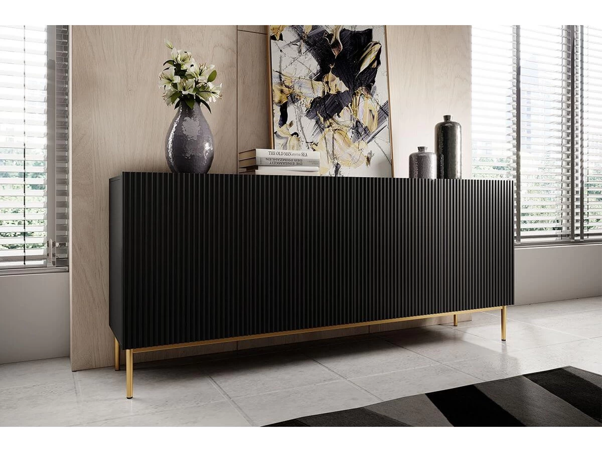 Ensemble KASHA Avec Meuble TV 200 Cm + Buffet 4 Portes 200 Cm + Buffet Haut 2 Portes 100 Cm Pieds Or 9 Ensemble KASHA Avec Meuble TV 200 Cm + Buffet 4 Portes 200 Cm + Buffet Haut 2 Portes 100 Cm Pieds Or – Image 7