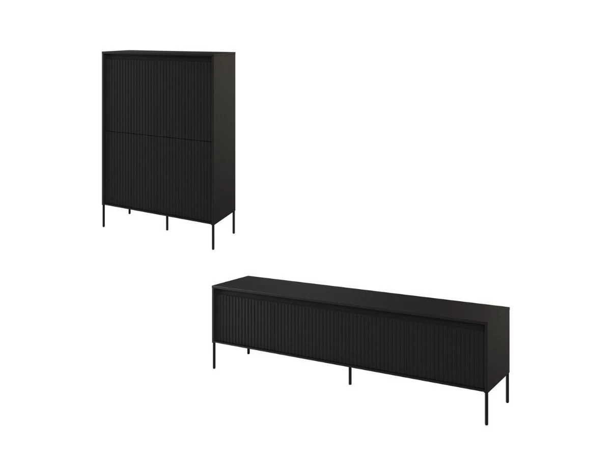 Ensemble LENARA Avec Buffet Haut 100 Cm + Meuble TV 193 Cm Avec Tasseaux Et LED 12 Ensemble LENARA Avec Buffet Haut 100 Cm + Meuble TV 193 Cm Avec Tasseaux Et LED – Image 10