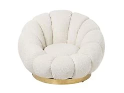 Fauteuil Coquillage VANESSA Tissu Bouclette Et Pied Or -Velvet Magasin fauteuil coquillage vanessa tissu bouclette et pied or 3