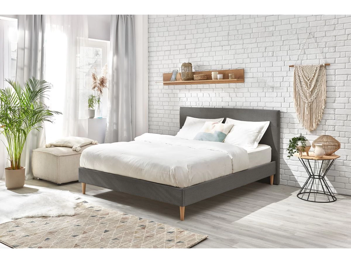 Lit 140x190 Cm ANJA Avec Lattes Massives Pieds En Bois Naturel 7 Lit 140x190 Cm ANJA Avec Lattes Massives Pieds En Bois Naturel – Image 5