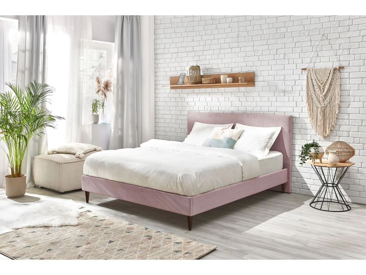 Lit 140x190 Cm ANJA Avec Lattes Massives Pieds En Bois Wengé 7 Lit 140x190 Cm ANJA Avec Lattes Massives Pieds En Bois Wengé – Image 5