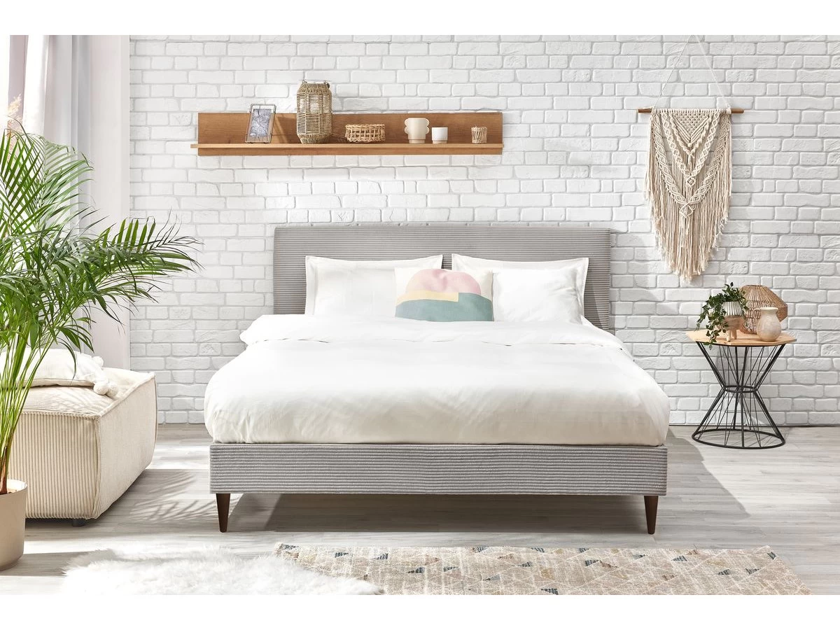 Lit 140x190 Cm ANJA Avec Lattes Massives Pieds En Bois Wengé 8 Lit 140x190 Cm ANJA Avec Lattes Massives Pieds En Bois Wengé – Image 6