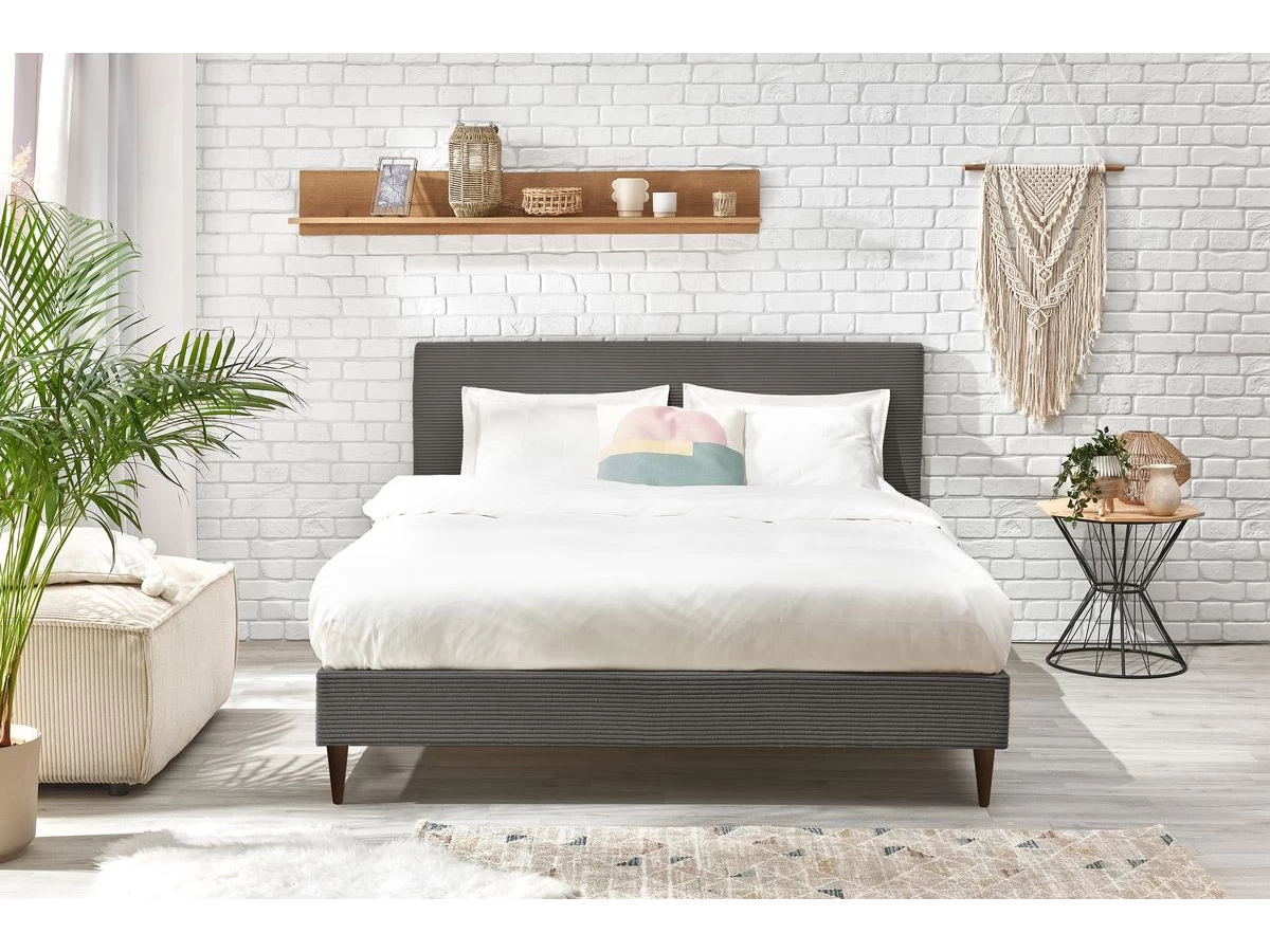 Lit 140x190 Cm ANJA Avec Lattes Massives Pieds En Bois Wengé 9 Lit 140x190 Cm ANJA Avec Lattes Massives Pieds En Bois Wengé – Image 7