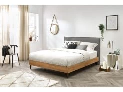 Lit 140x190 Cm CARA Avec Lattes Massives Pieds En Bois Wengé 14 Lit 140x190 Cm CARA Avec Lattes Massives Pieds En Bois Wengé -Velvet Magasin lit 140x190 cm cara avec lattes massives pieds en bois wenge 2