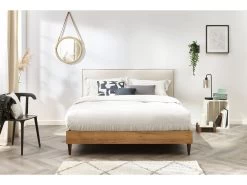 Lit 140x190 Cm CARA Avec Lattes Massives Pieds En Bois Wengé 15 Lit 140x190 Cm CARA Avec Lattes Massives Pieds En Bois Wengé -Velvet Magasin lit 140x190 cm cara avec lattes massives pieds en bois wenge 3