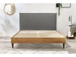 Lit 140x190 Cm CARA Avec Lattes Massives Pieds En Bois Wengé 18 Lit 140x190 Cm CARA Avec Lattes Massives Pieds En Bois Wengé -Velvet Magasin lit 140x190 cm cara avec lattes massives pieds en bois wenge 6